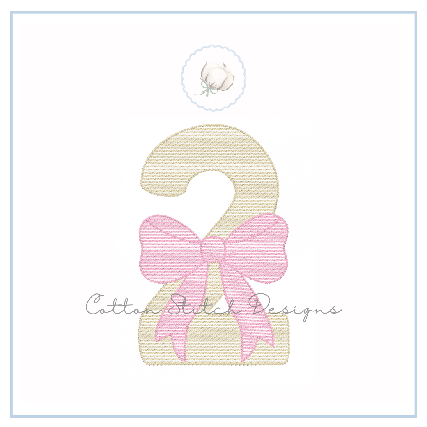 Number Two with Bow Embroidery Design