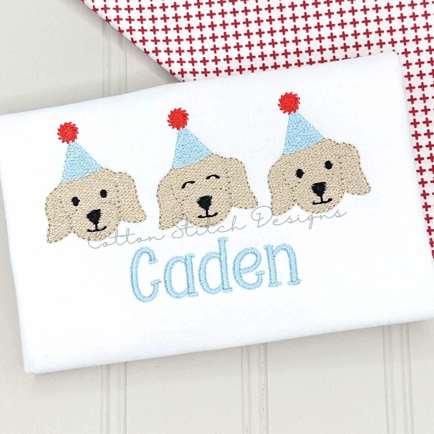 Party Puppy Face Trio Fill Stitch Embroidery Design