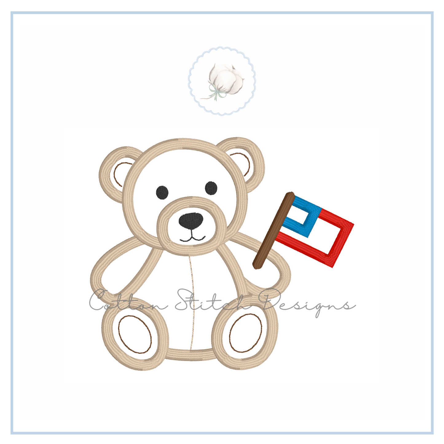 Patriotic Teddy Bear Appliqué Design