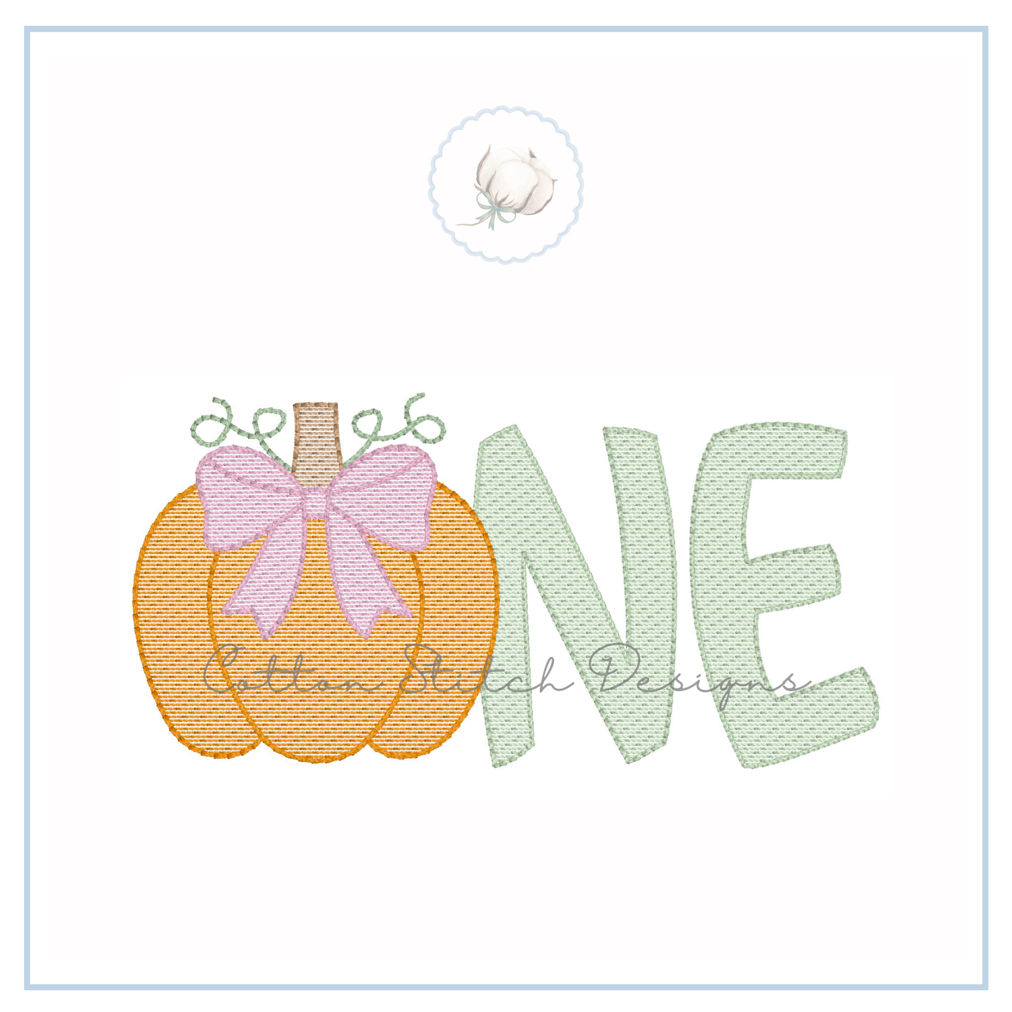 Pumpkin with Bow Birthday One Embroidery Design