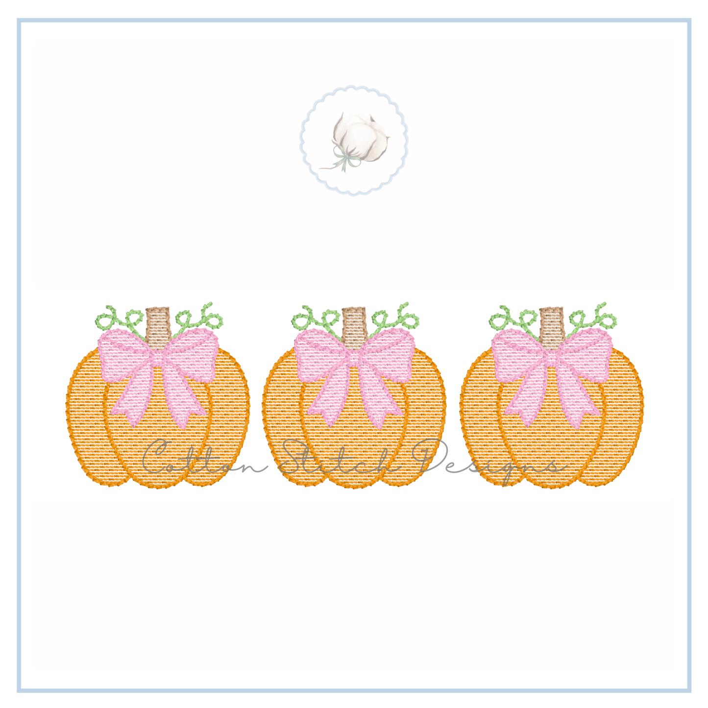 Pumpkins with Bow Trio Embroidery Design