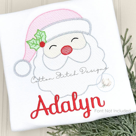Santa and Holly Sketch Embroidery Design