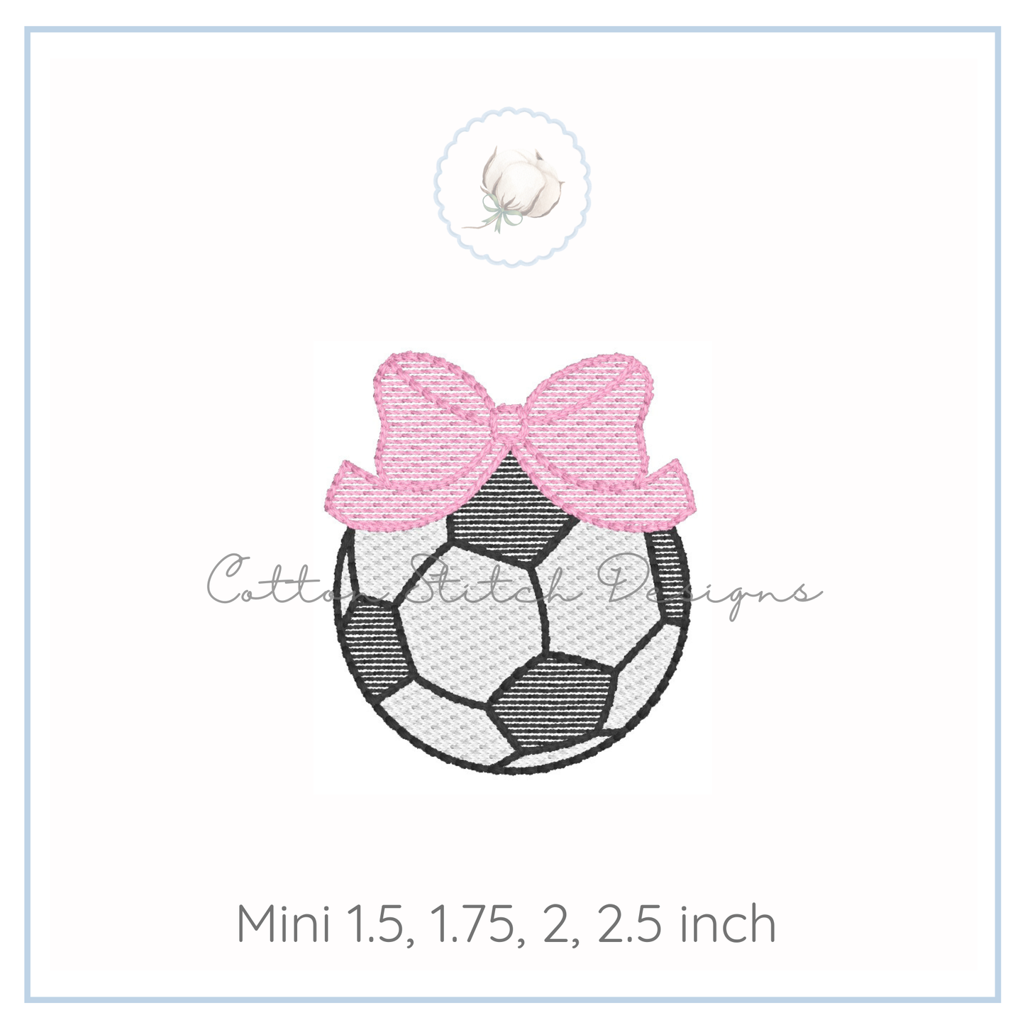 Mini Soccer Ball with Bow Embroidery Design