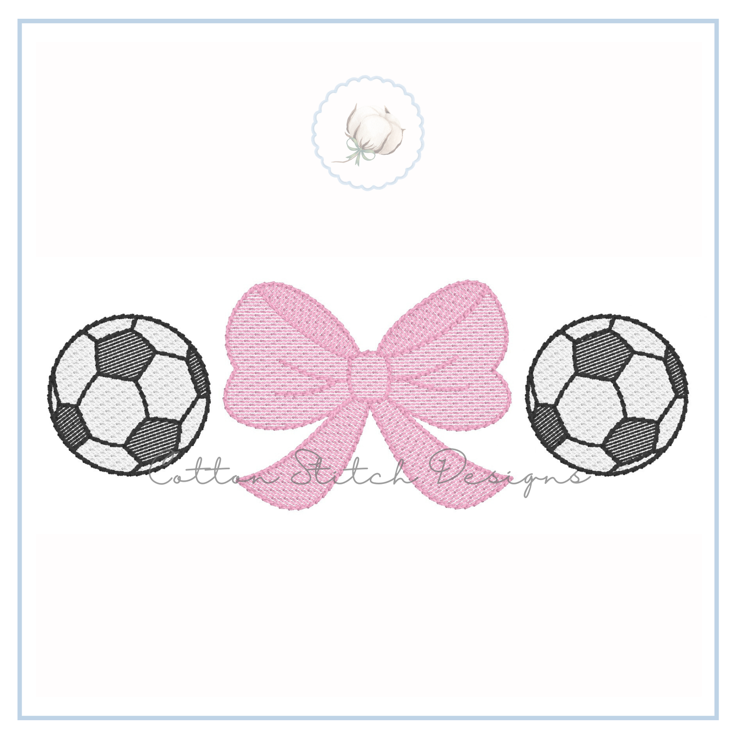 Soccer Bow Embroidery Design