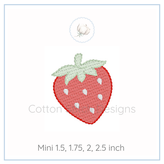 Machine Embroidery design Cotton Stitch Designs Embroidered strawberry design with size specifications on a white background