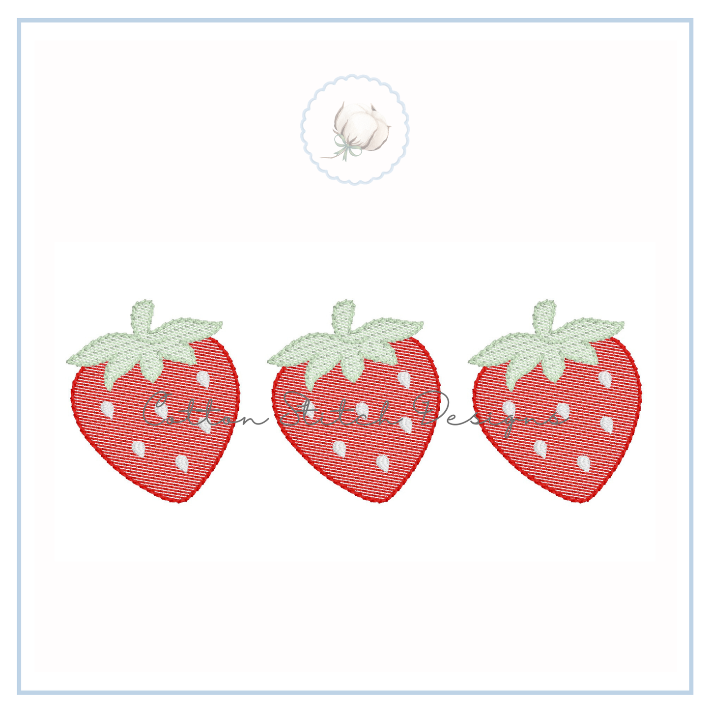 Strawberry Trio Embroidery Design