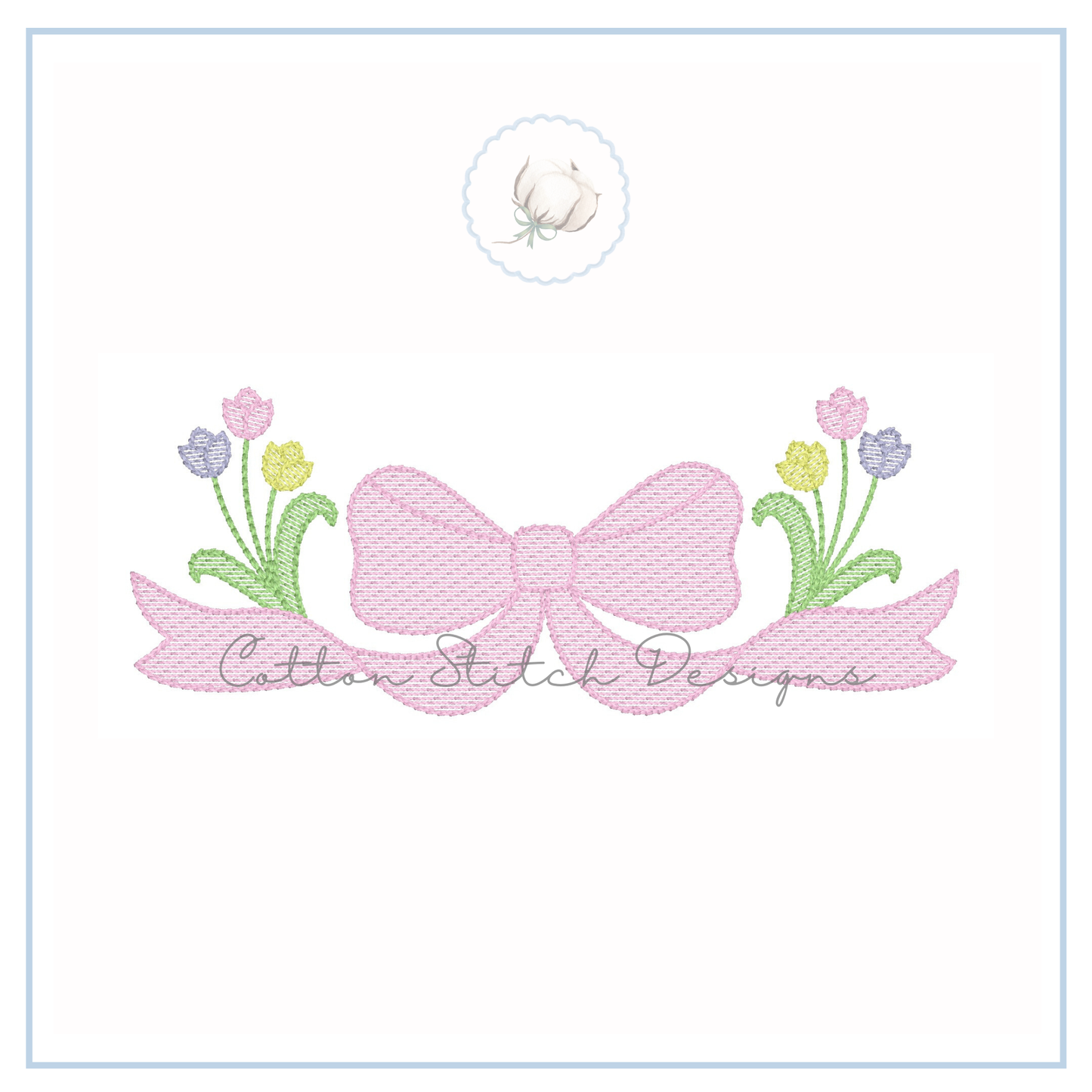 Spring Tulip Bow Embroidery Design