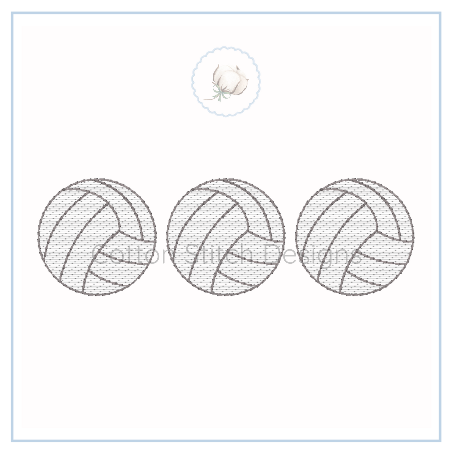 Machine Embroidery design Cotton Stitch Designs Three volleyballs on a white background