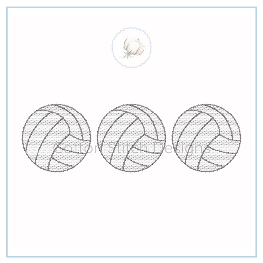Machine Embroidery design Cotton Stitch Designs Three volleyballs on a white background