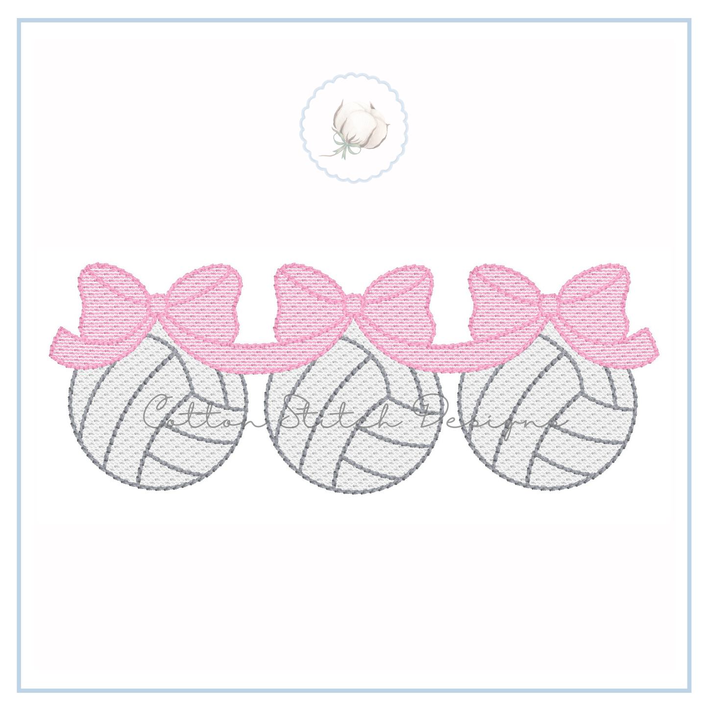 Volleyball Trio with Bows Embroidery Design