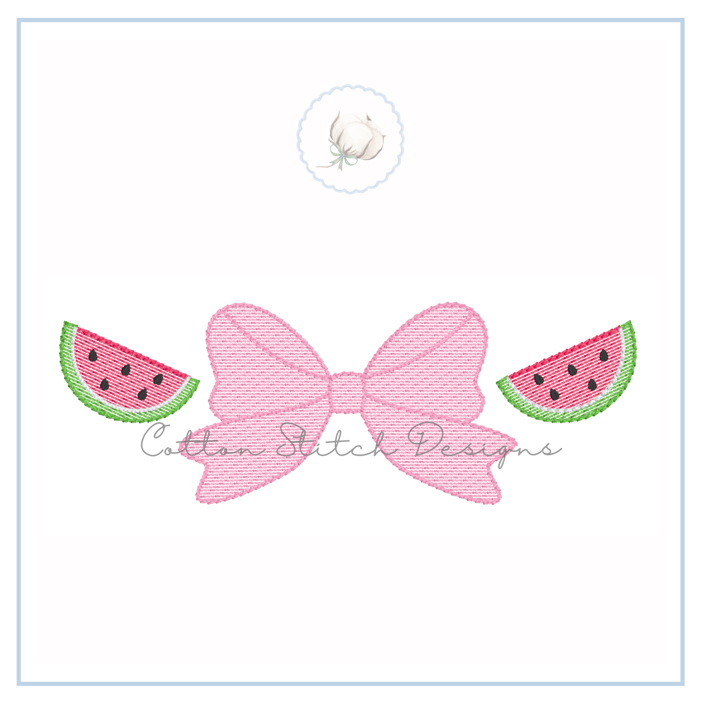 Watermelon Bow Embroidery Design