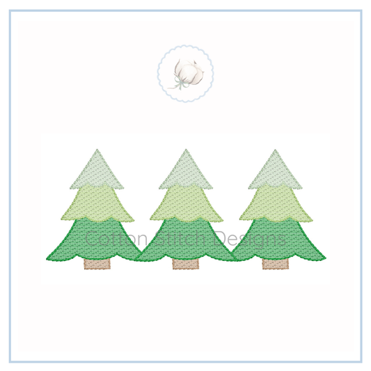 Winter Tree Trio Sketch Embroidery Design