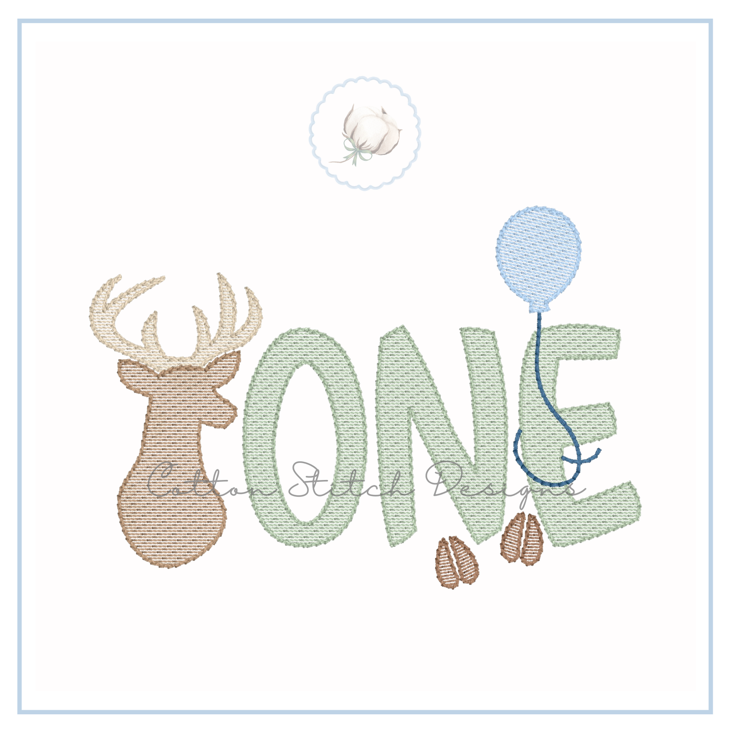 Deer Birthday One Embroidery Design
