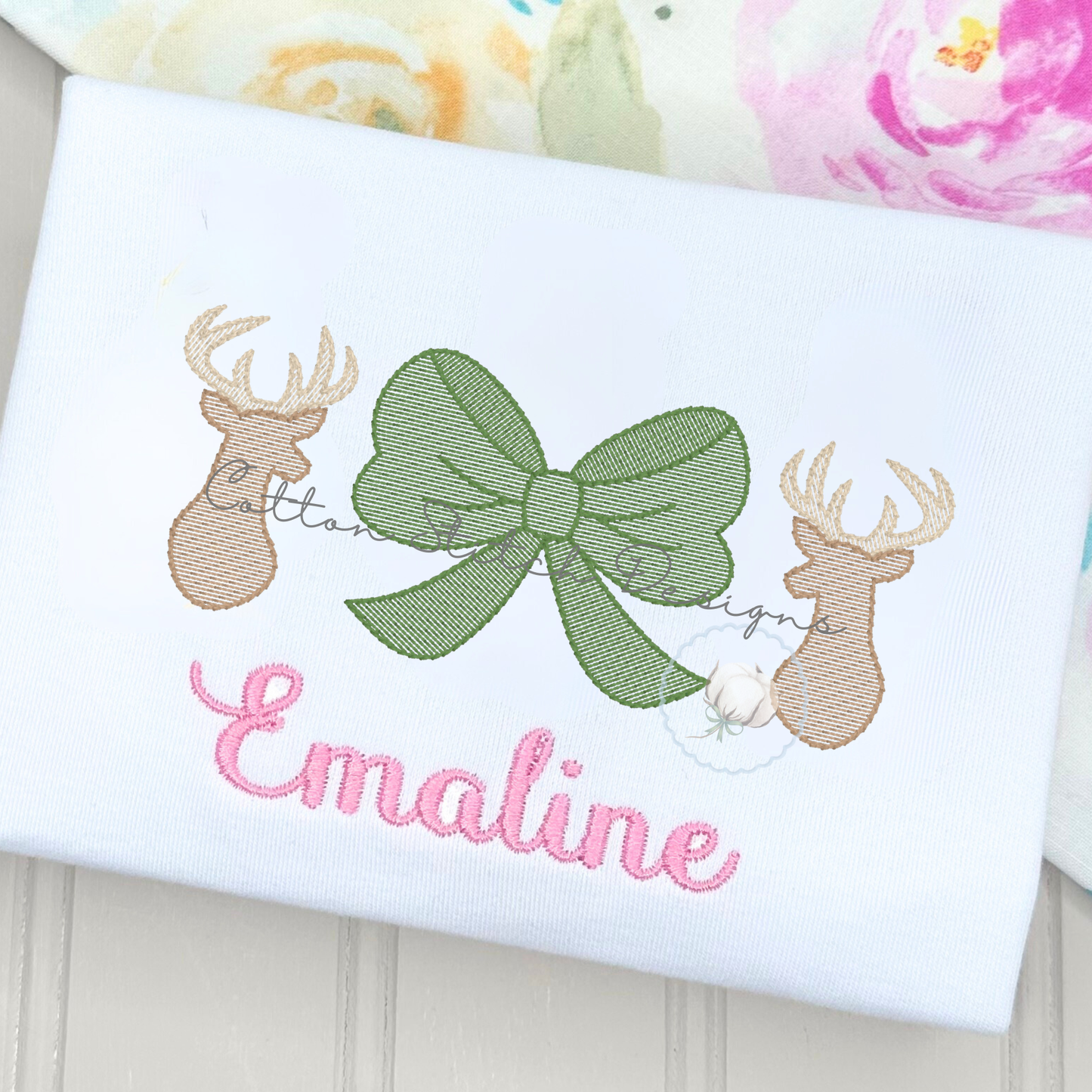 Deer Bow Embroidery Design