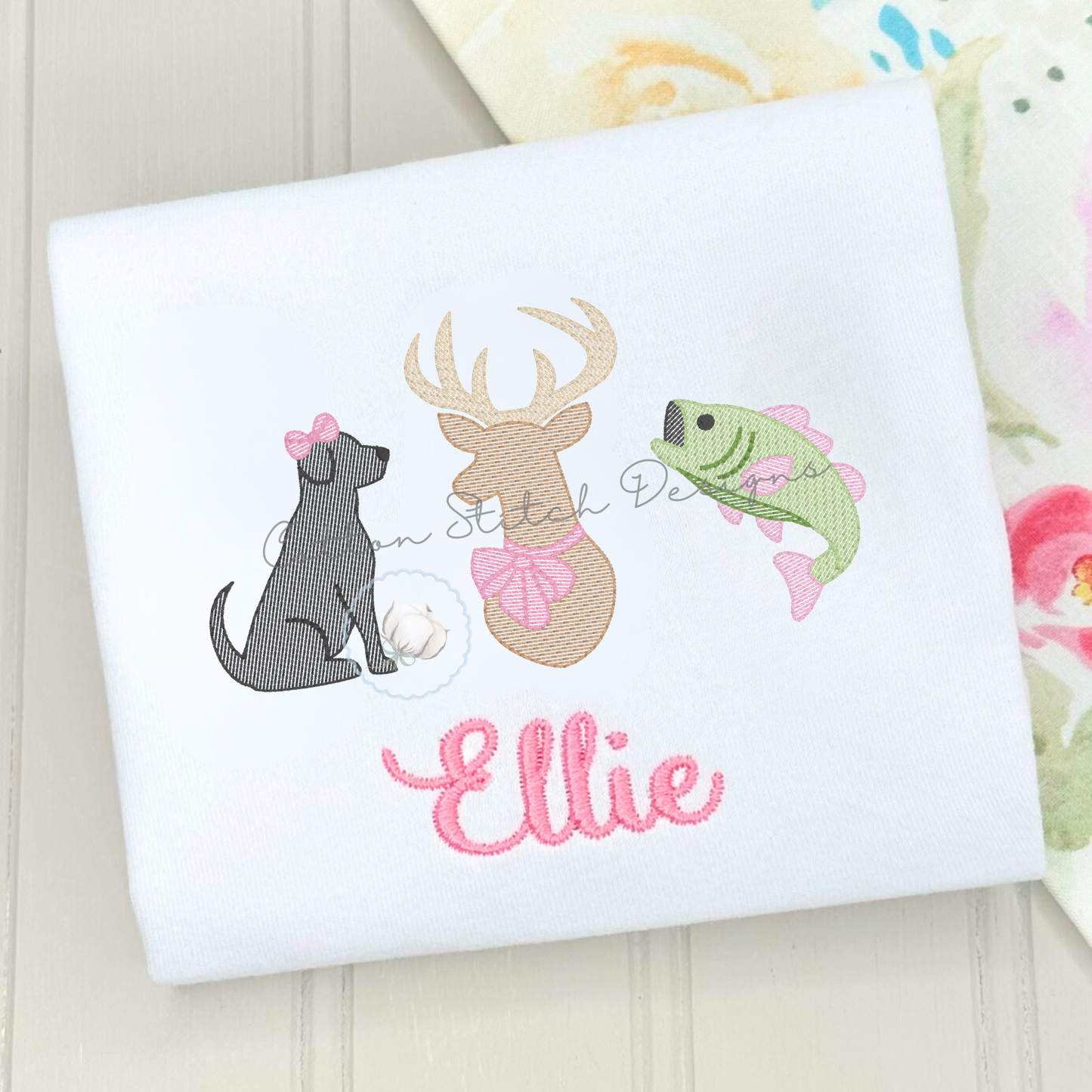 Dog Deer Bass Bow Embroidery Design