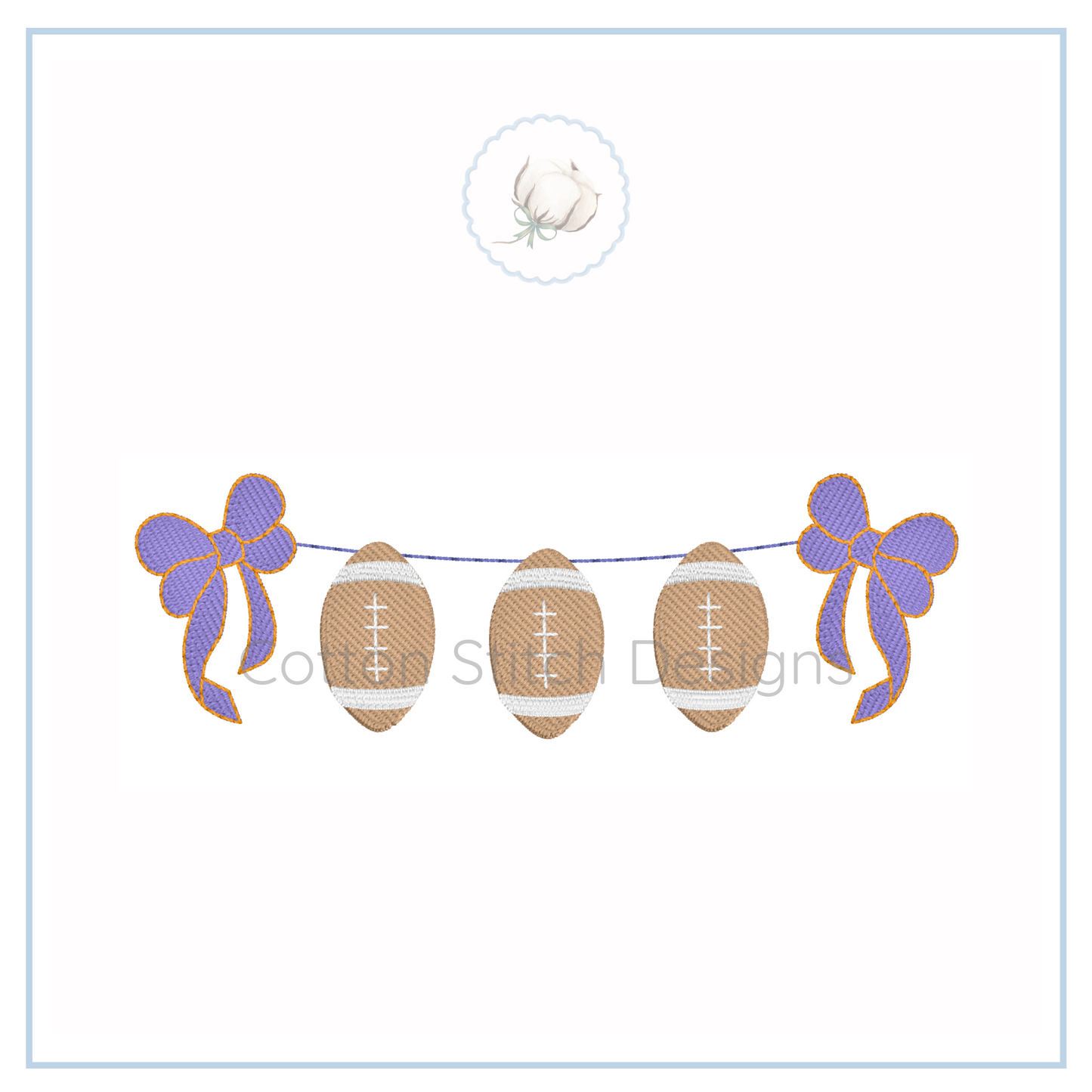 Machine Embroidery design Cotton Stitch Designs Embroidery design of footballs and bows on a white background