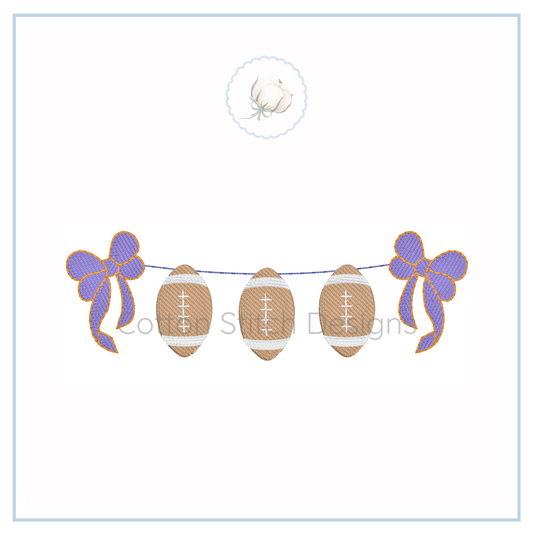 Machine Embroidery design Cotton Stitch Designs Embroidery design of footballs and bows on a white background