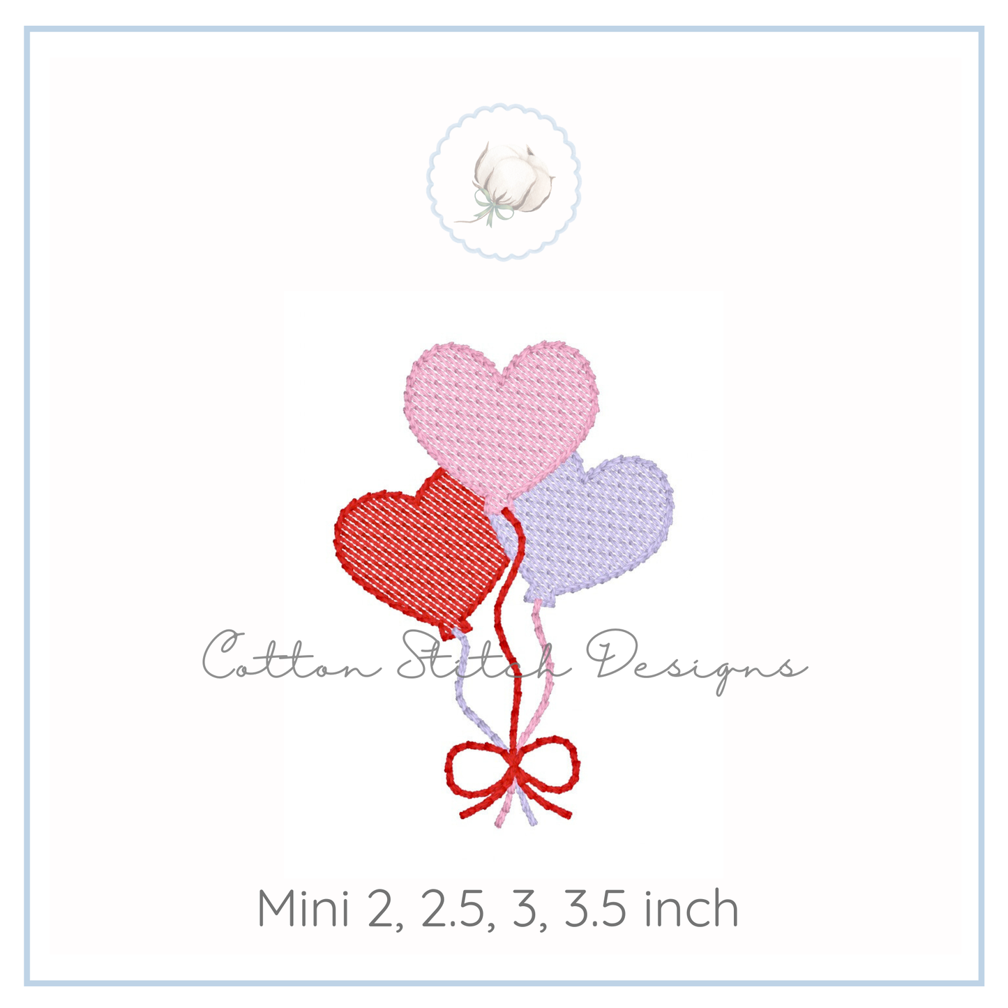 Mini Heart Balloons Sketch Embroidery Design