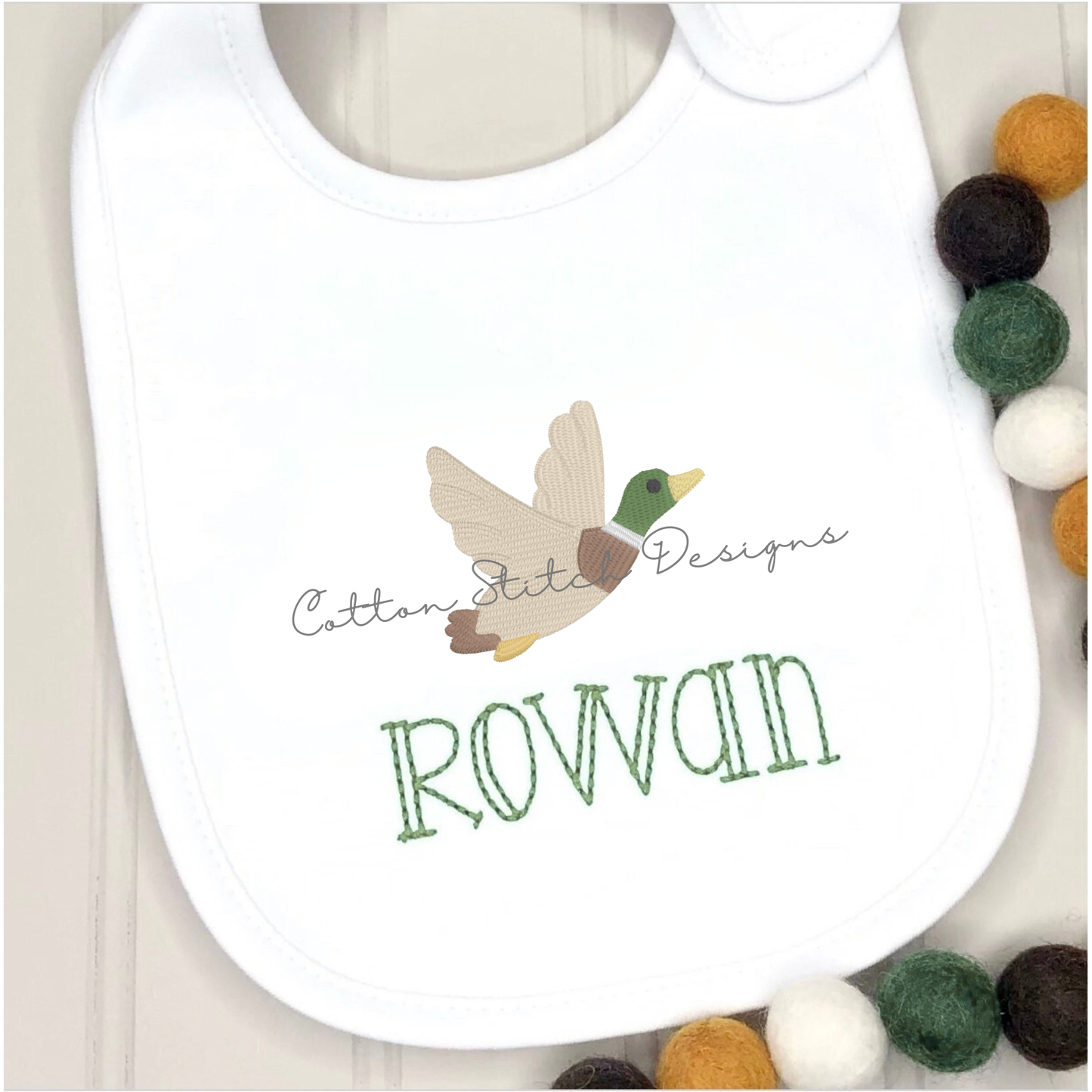 Mini Flying Mallard Duck Fill Stitch Embroidery Design