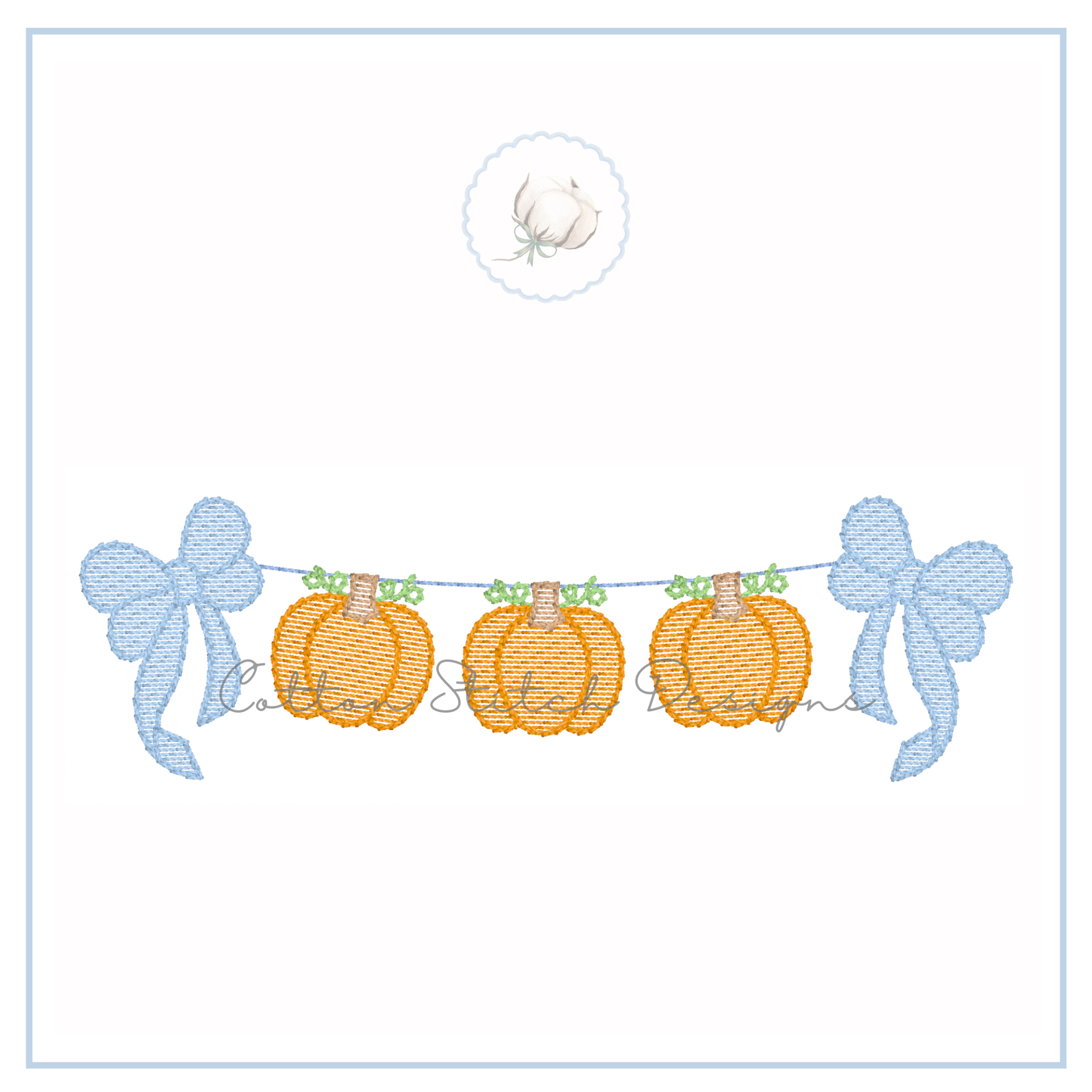 Pumpkin Bow Swag Embroidery Design