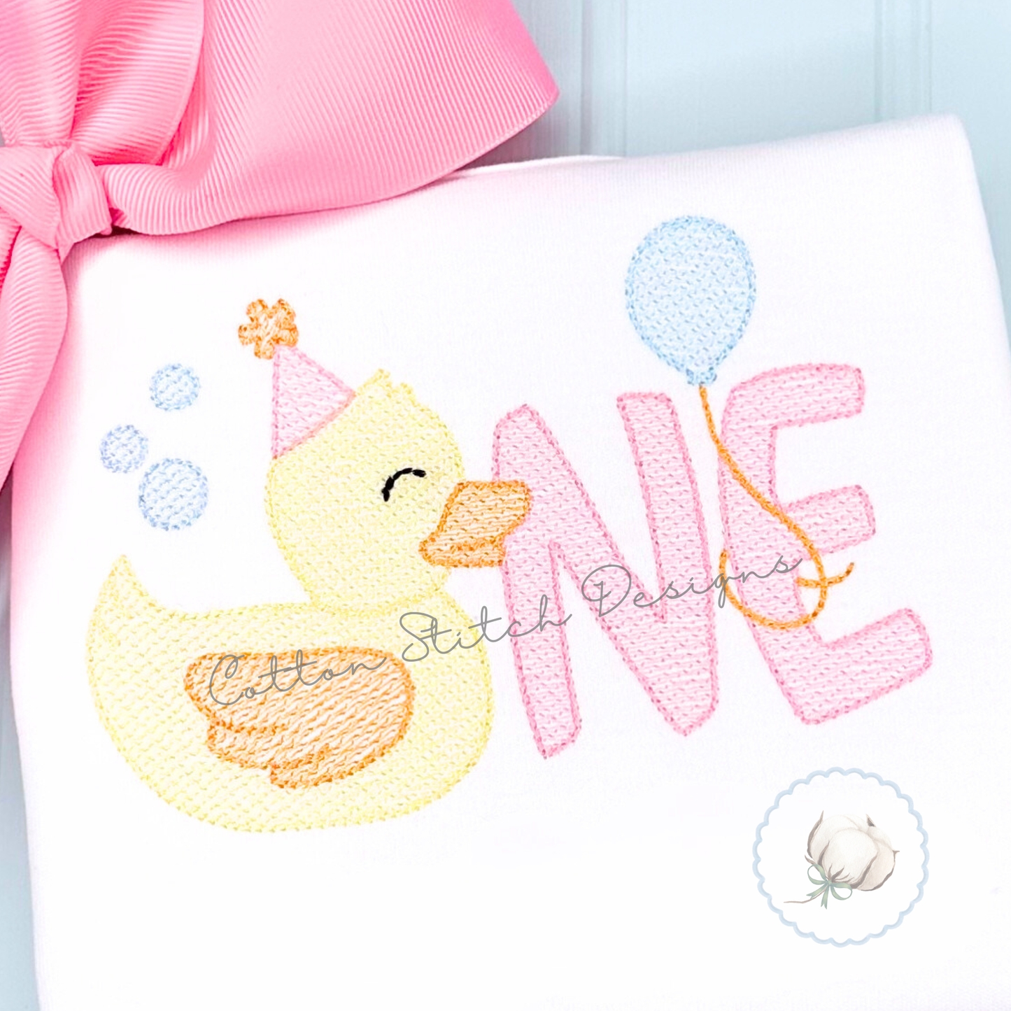 Baby Duck One Birthday Embroidery Design