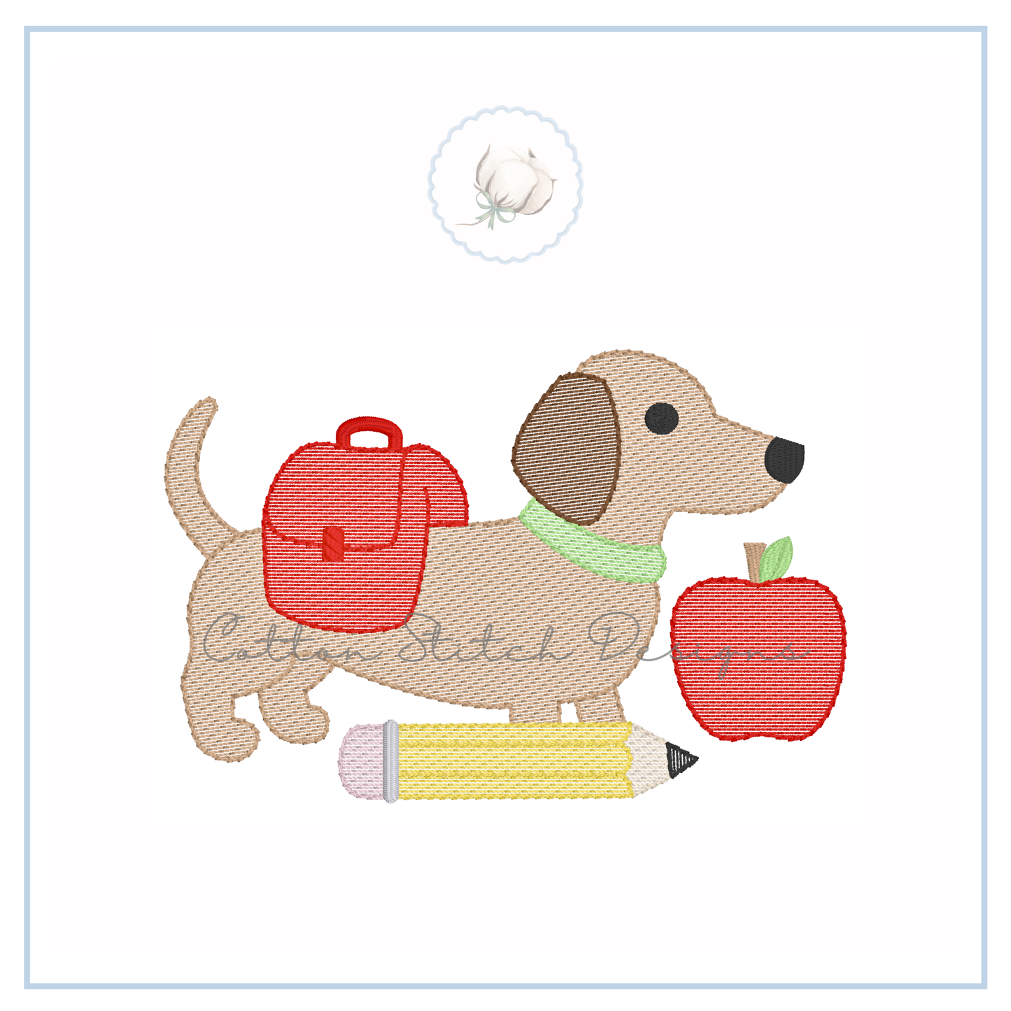 Back to School Boy Dachshund Embroidery Design