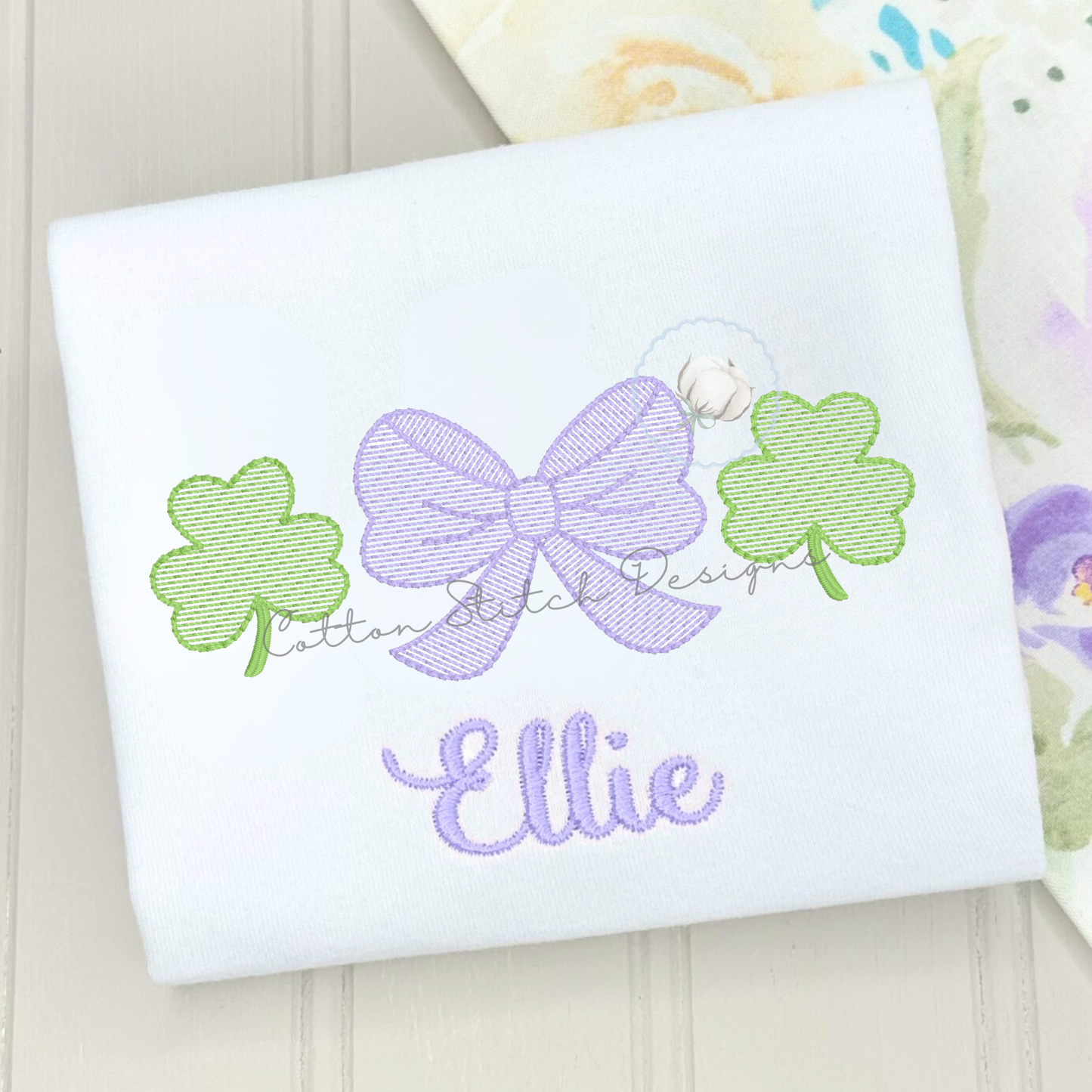Shamrock Bow Embroidery Design