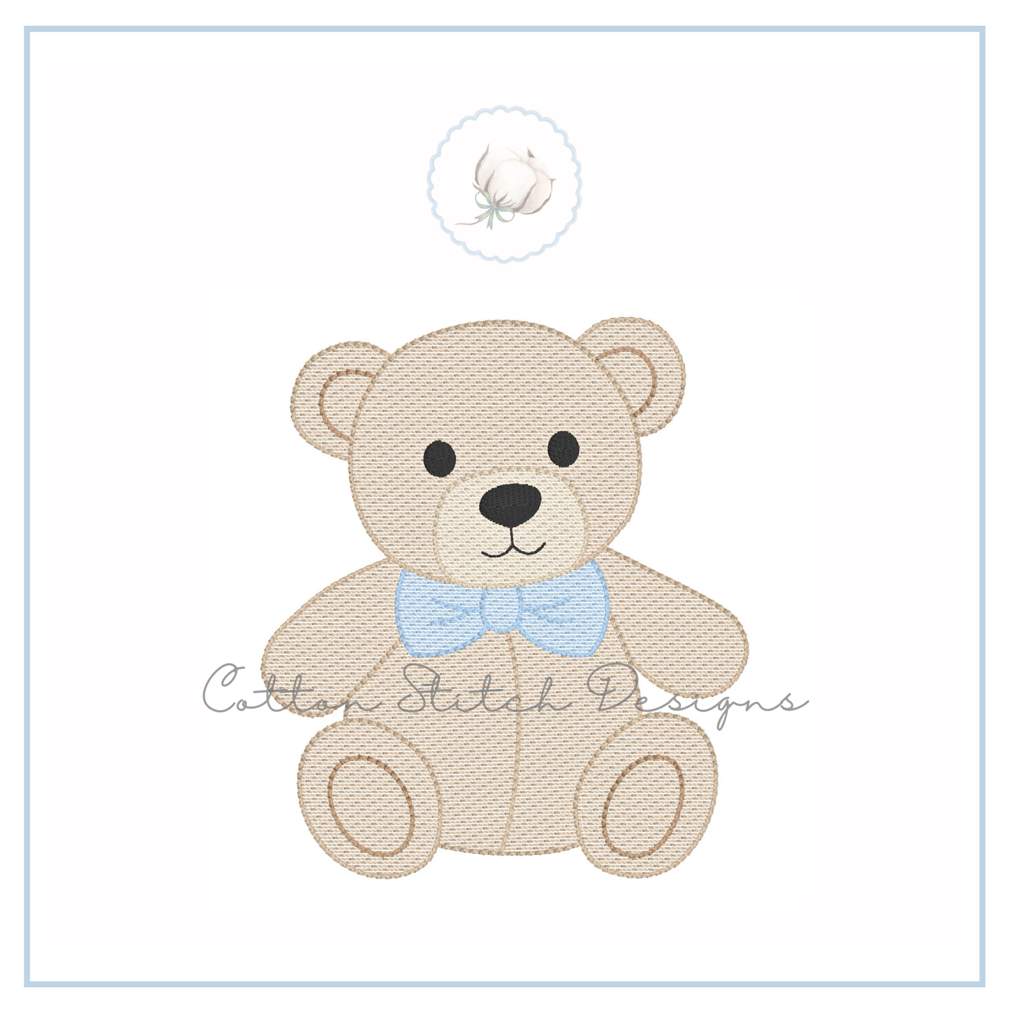 Teddy Bear with Bow Tie Embroidery Design