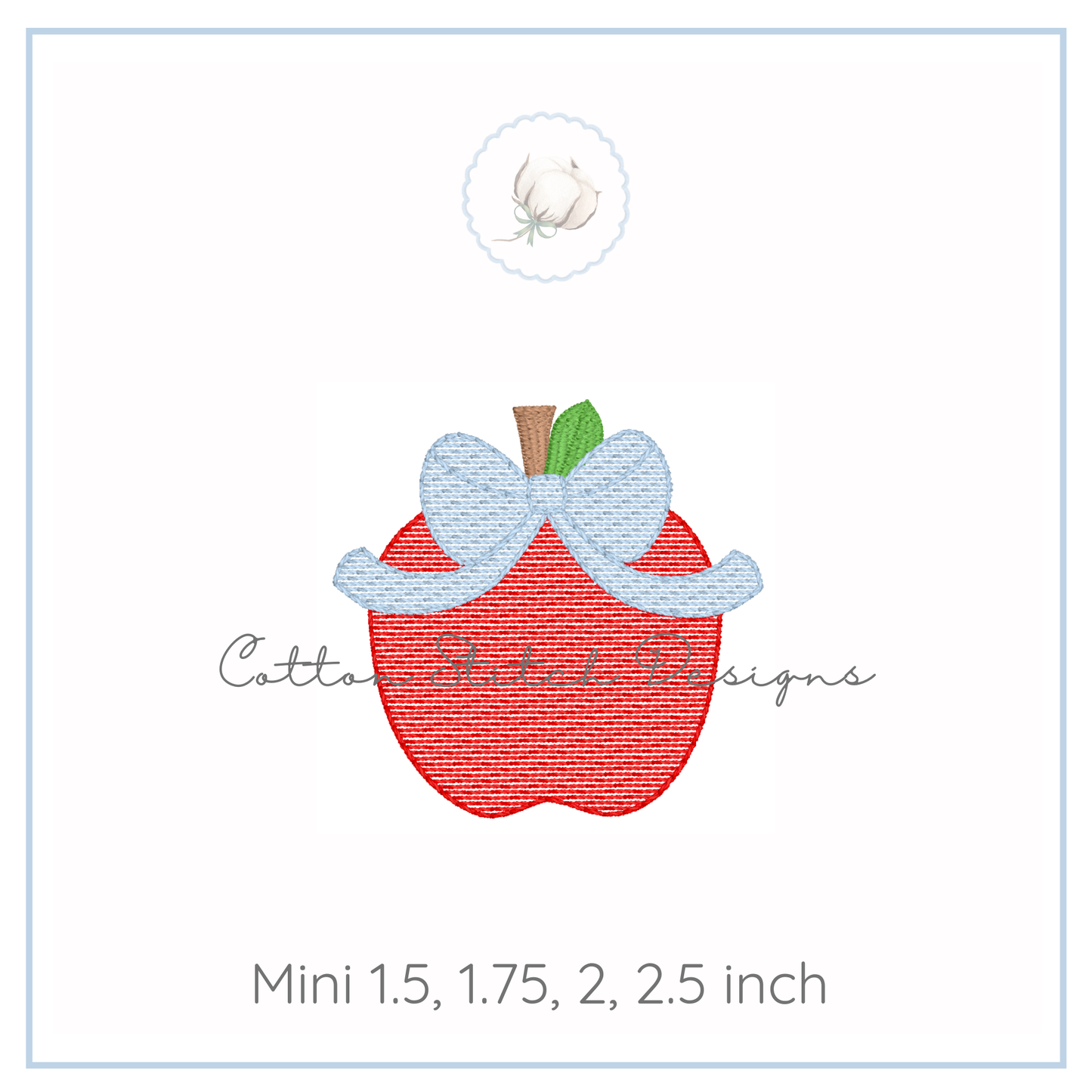 Mini Apple Bow Embroidery Design