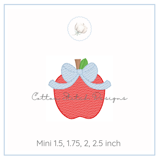 Mini Apple Bow Embroidery Design