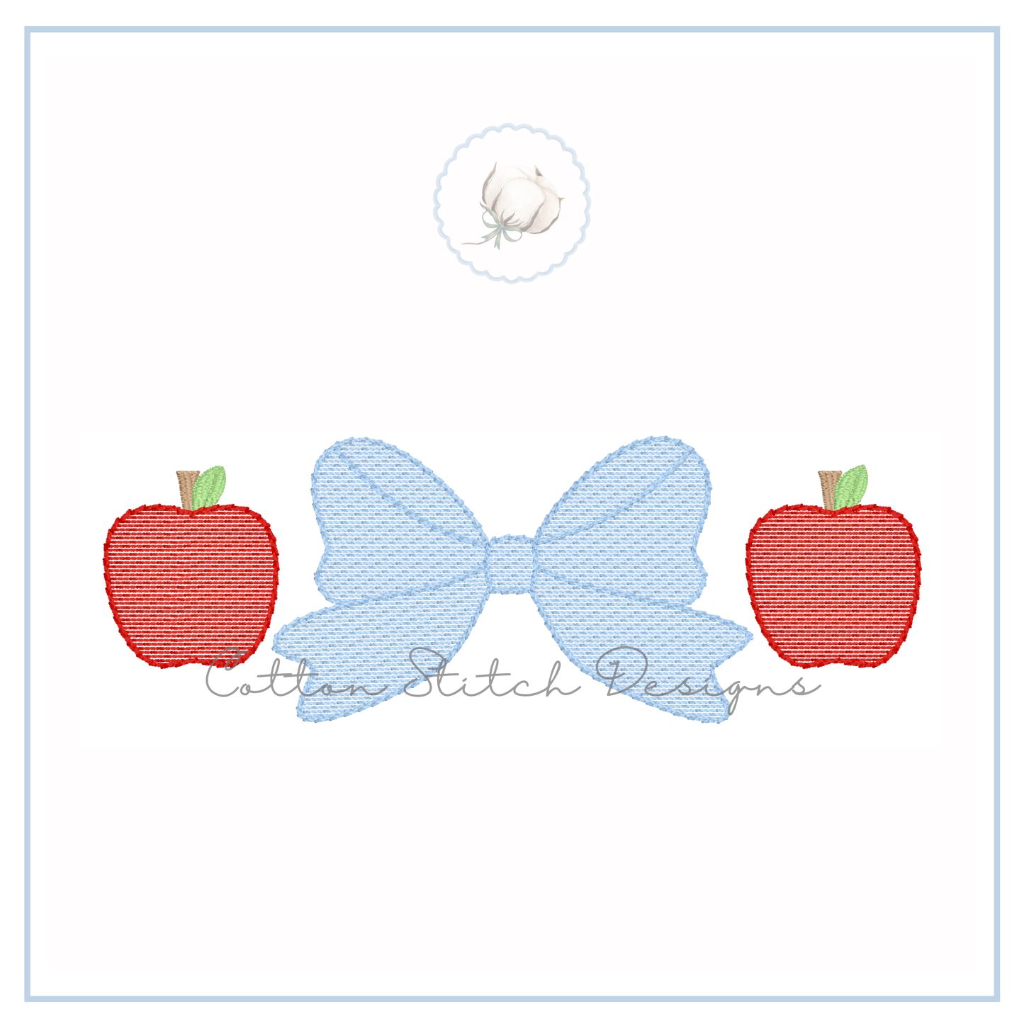 Apple Bow Embroidery Design