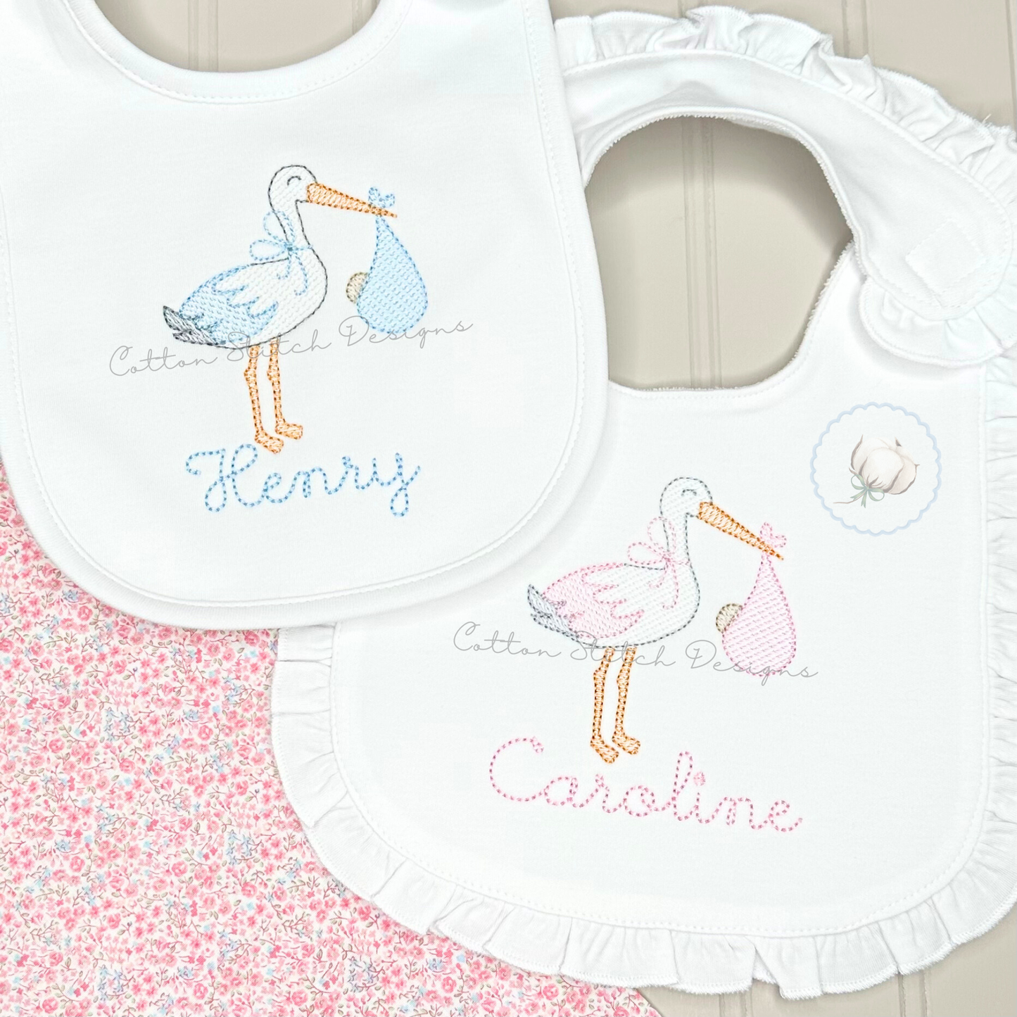 Baby Stork Sketch Embroidery Design
