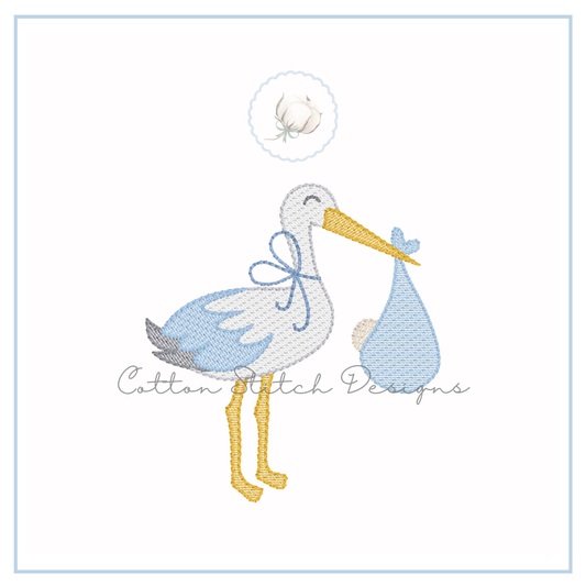 Baby Stork Embroidery Design