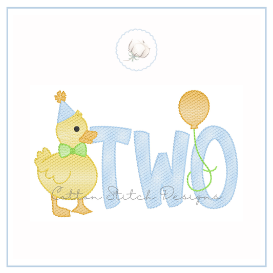 Birthday Duck Two Embroidery Design
