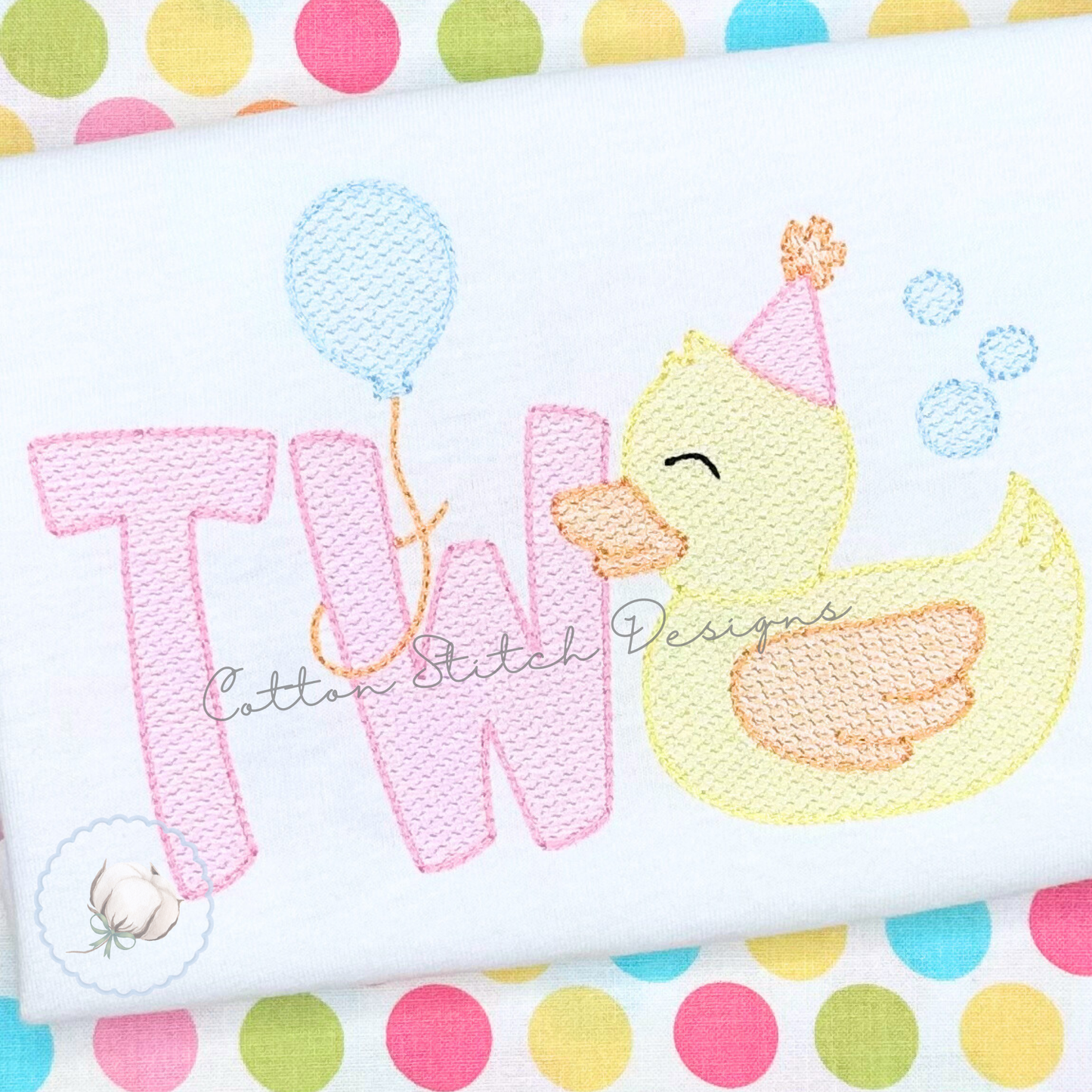 Baby Duck Two Birthday Embroidery Design