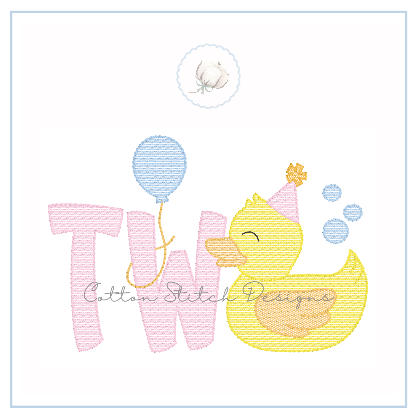 Baby Duck Two Birthday Embroidery Design
