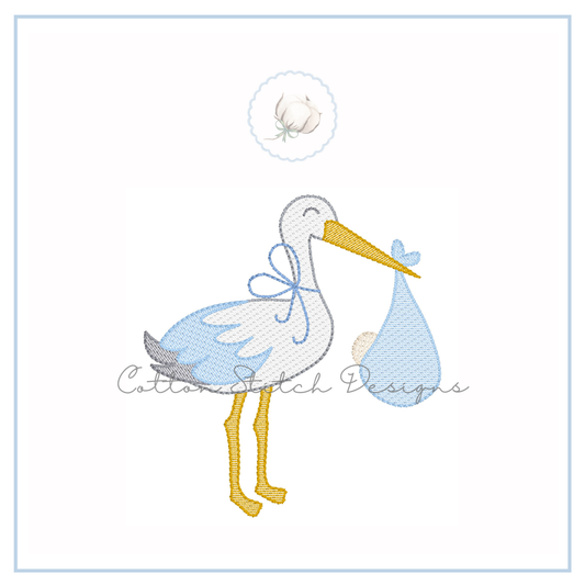 Baby Stork Sketch Embroidery Design