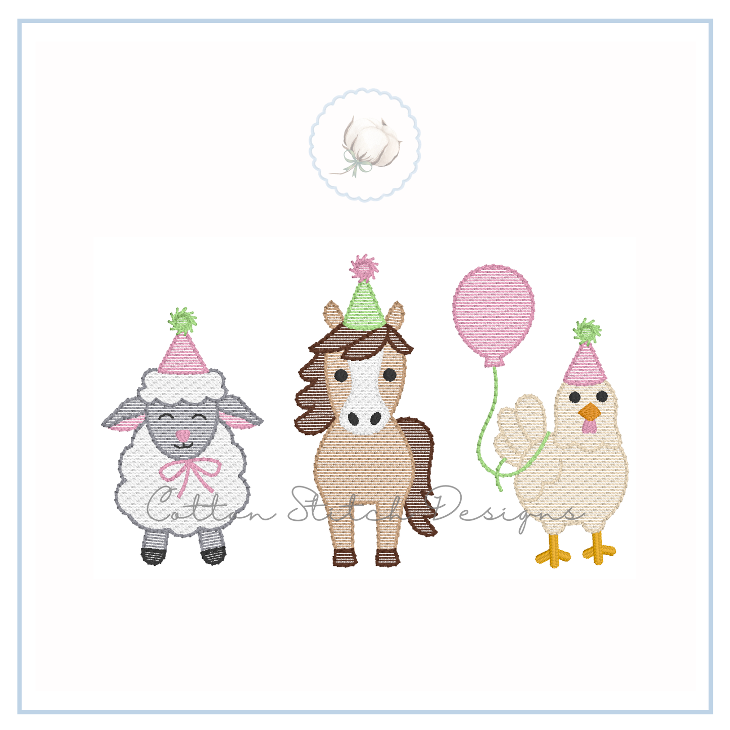 Barnyard Birthday Trio Embroidery Design