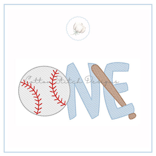 Baseball Birthday One Embroidery Design