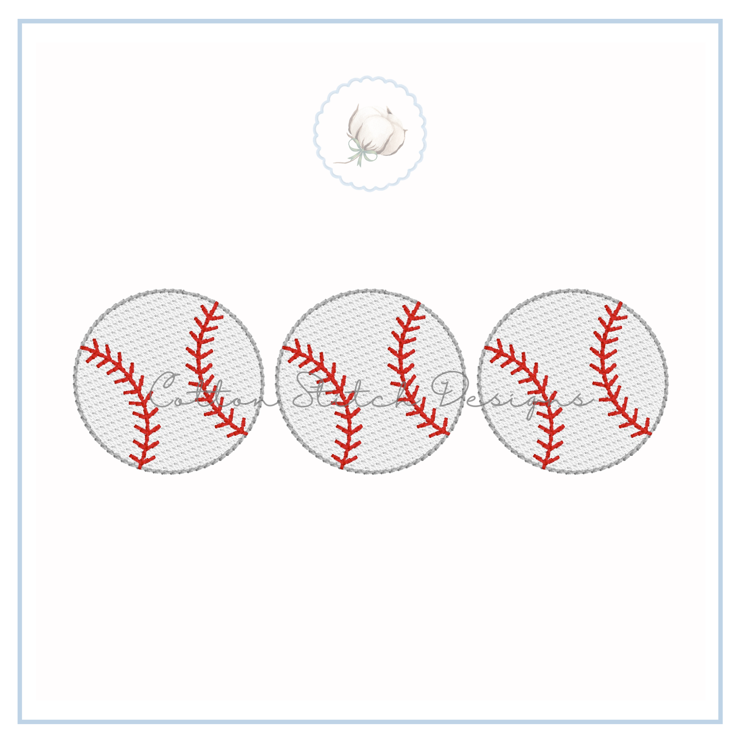 Baseball Trio Embroidery Design