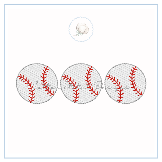 Baseball Trio Embroidery Design