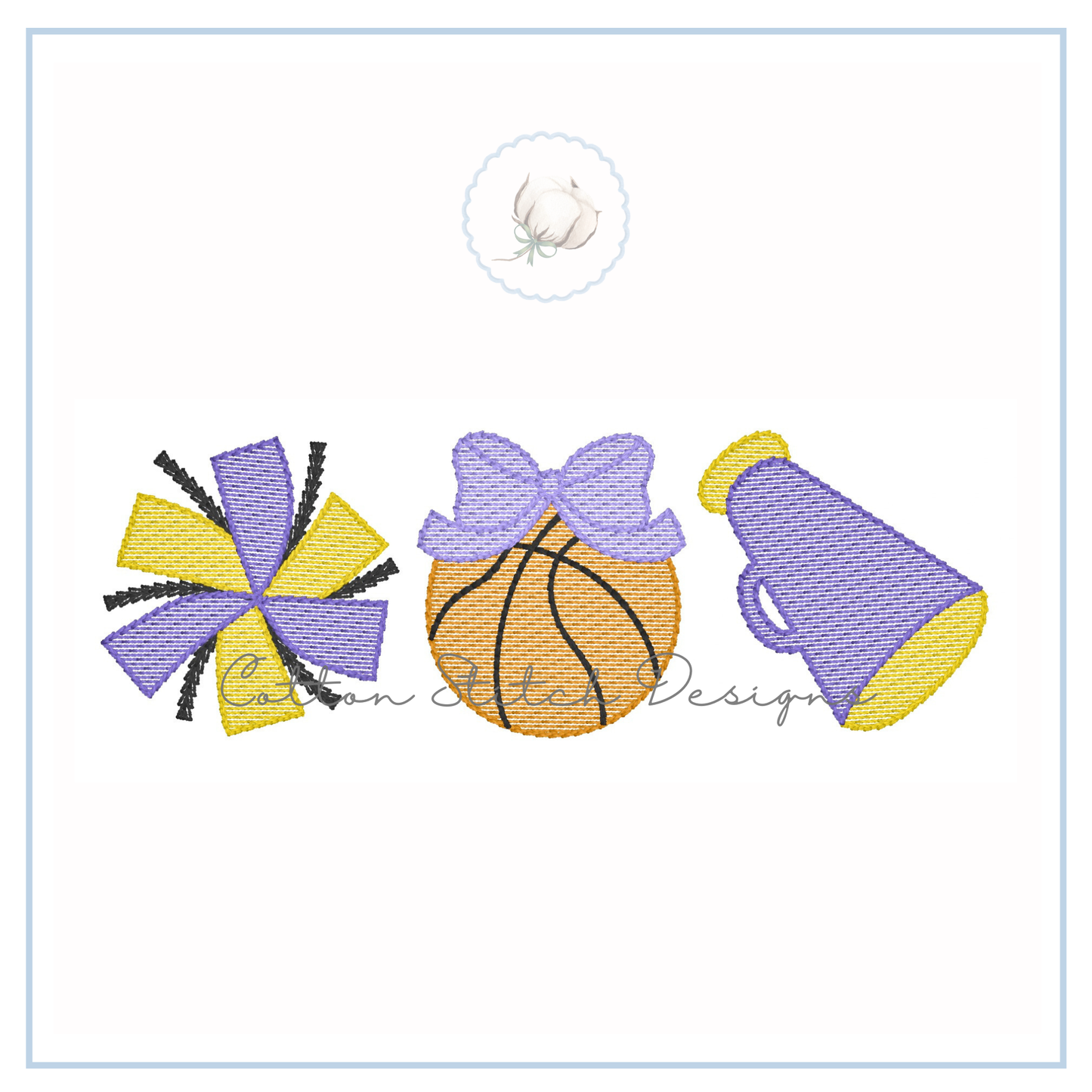 Basketball Cheer Trio Embroidery Design