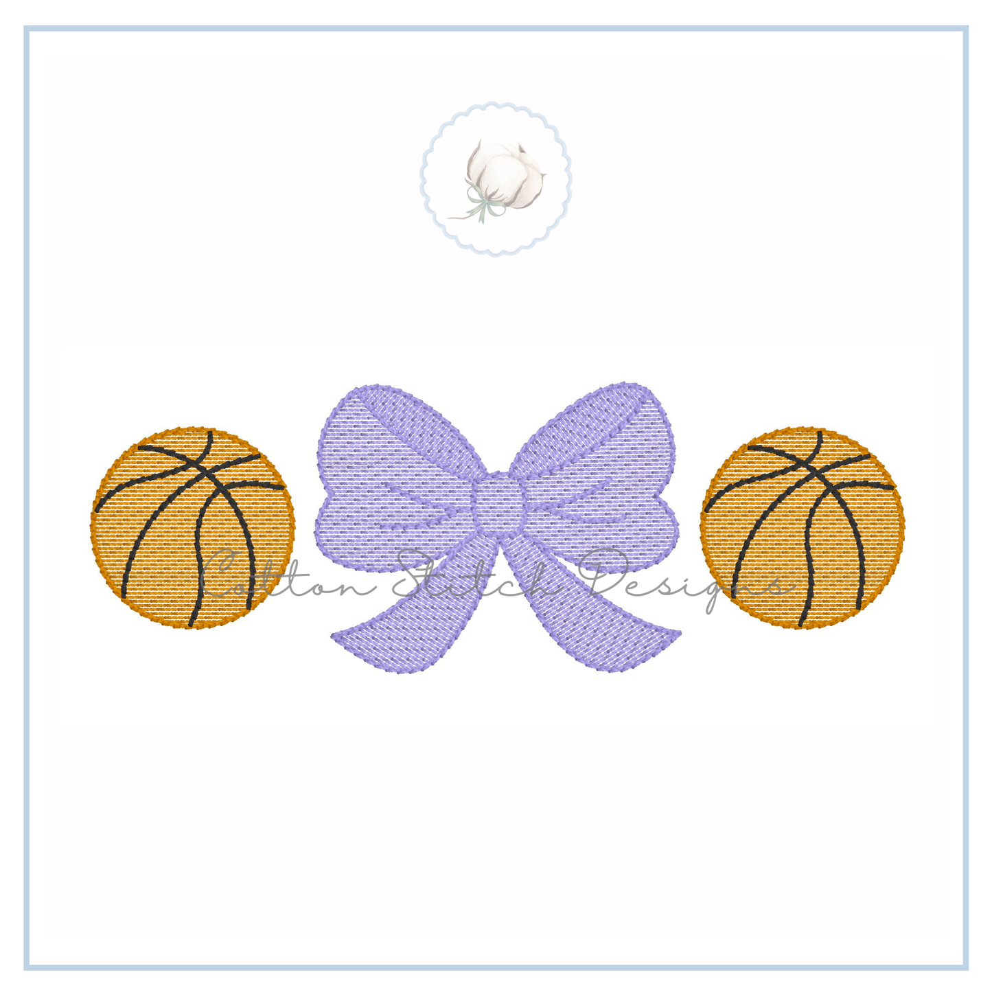 Basketball Bow Embroidery Design