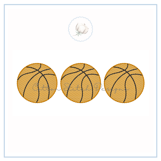 Basketball Trio Sketch Embroidery Design
