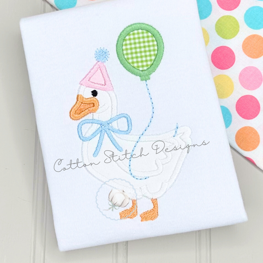 Birthday Goose Satin Applique Machine Embroidery Design