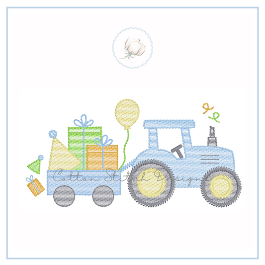 Birthday Tractor Embroidery Design