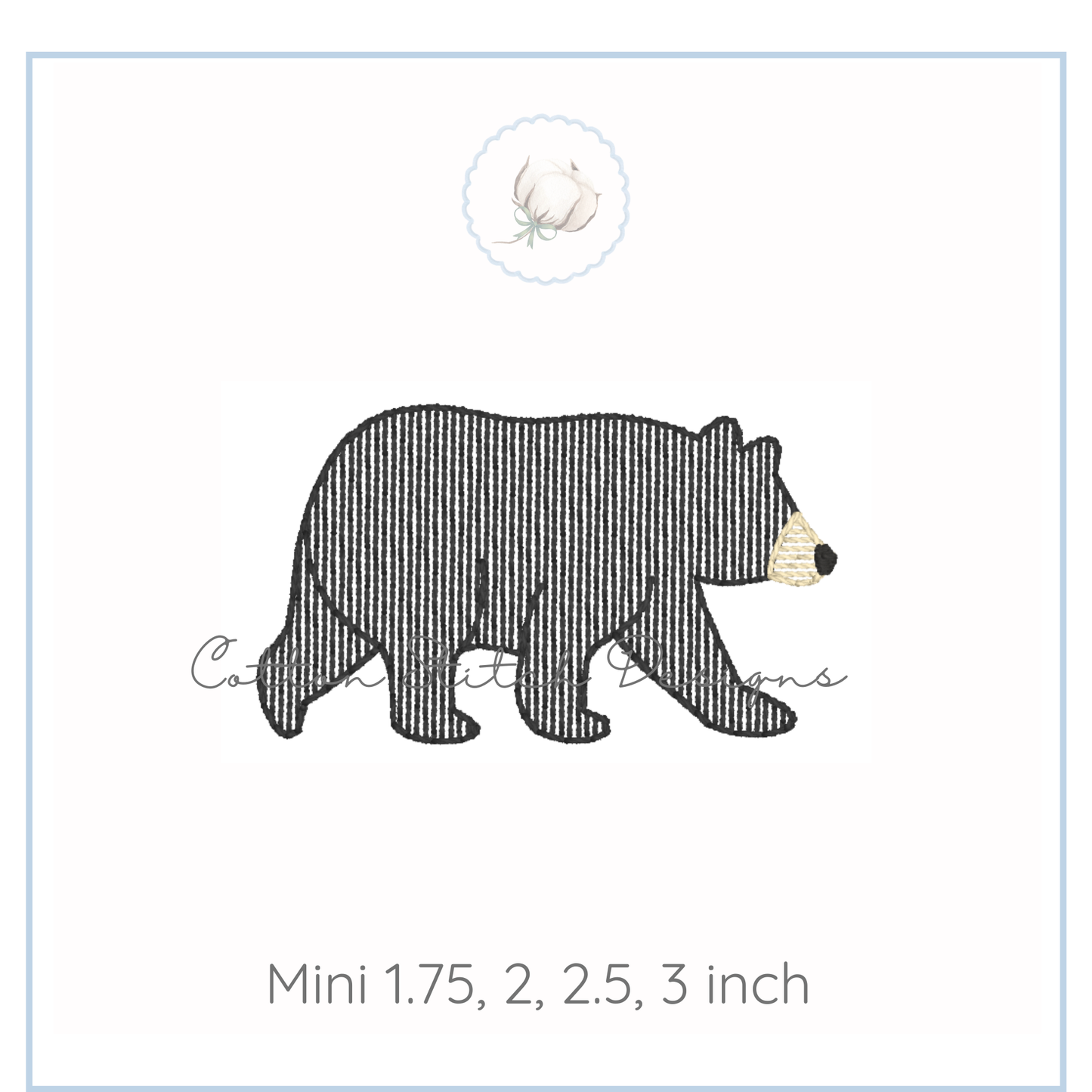 Mini Black Bear Embroidery Design