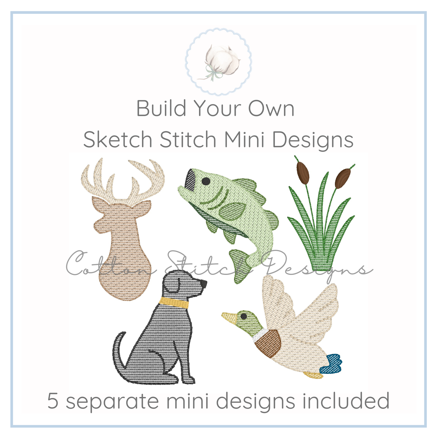 Build Your Own Hunting and Fishing Mini Embroidery Designs