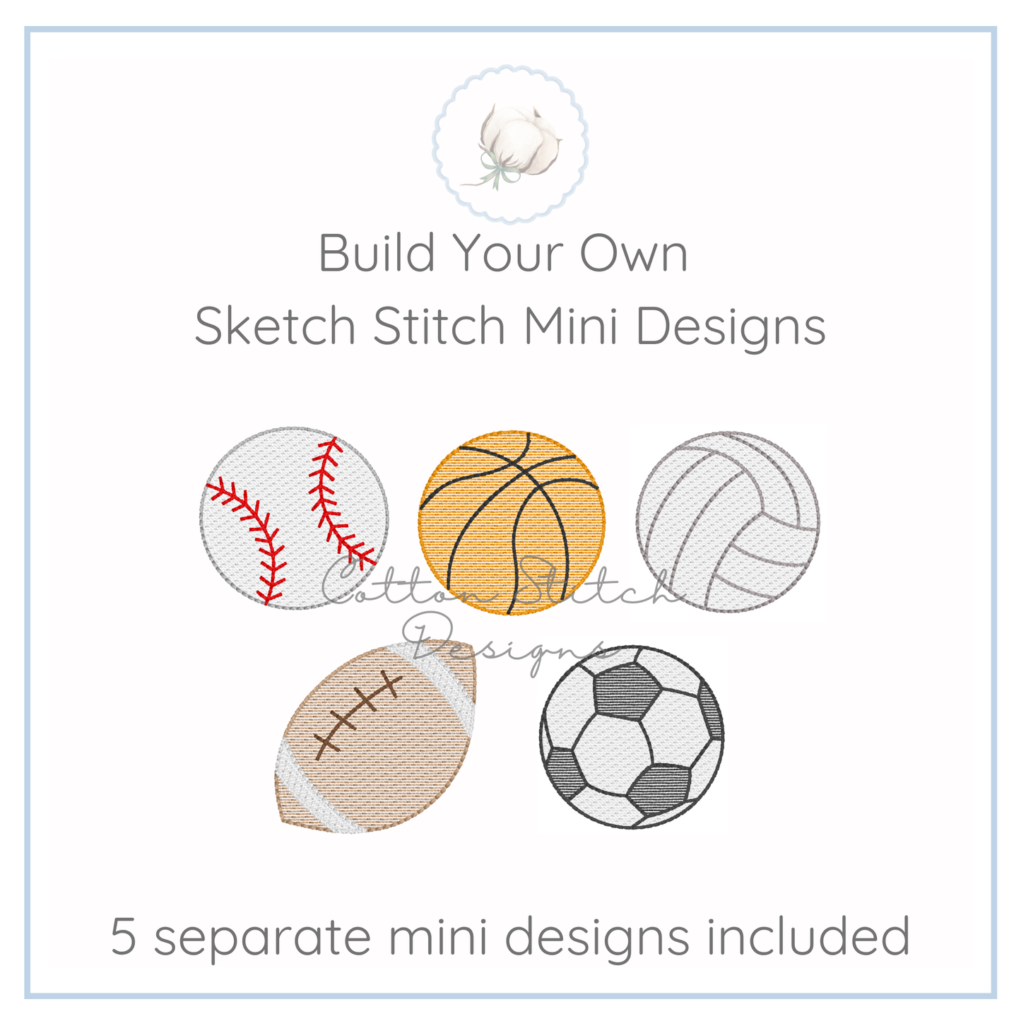 Mini Sports Sketch Build Your Own Embroidery Design Set