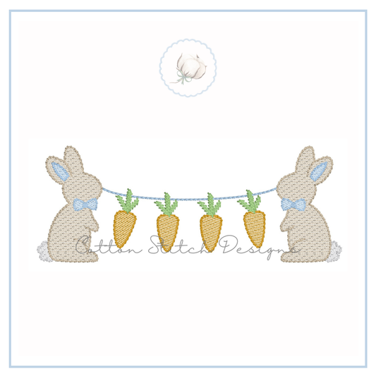 Bunny Carrot String Embroidery Design